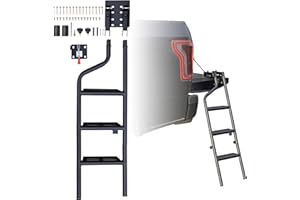 LDETXY Aluminum Alloy Foldable Pickup Truck Tailgate Ladder, Heavy Duty 40" Folding Tailgate Step Ladder with Lock Device for Pickup Truck Universal Accessories Easy Install