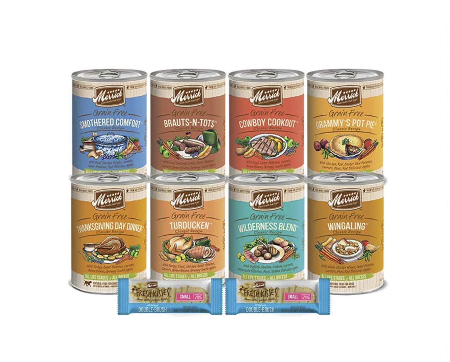 Merrick Grain Free Dog Food12 Item Variety Bundle 8 Wet Canned For All