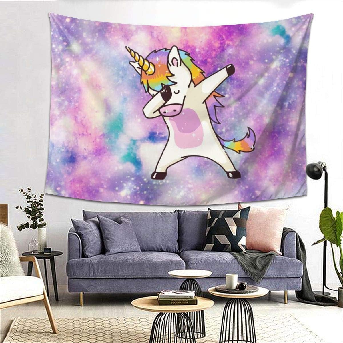 MSGUIDE Galaxy Unicorn Tapestry Dance Funny Hip Hop Unicorn Wall Hanging Tapestries Hippie Psychedelic Art Decor for Home Living Room Bedroom Dorm (80" W X 60" H)