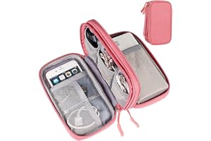 Fxkoolr Electronic Organizer Travel Cord Organizer, Travel Accessories Pouch Case for Cable, Cord, Charger, Hard Drive, Earphone (Double Layer, Small,Dark Pink)