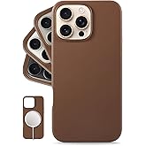 LONLI Classic - Leather Case for iPhone 16 Pro Max - European Genuine Vele Leather, Phone Case, Smoothen and Soften Over Time - Dark Saddle Brown