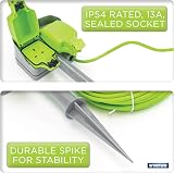 Status 15m Extension Lead Dual Socket Outdoor IP54 13A Green view 3
