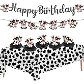 Cow Birthday Party Decorations Cow Theme Birthday Decorations Happy Birthday Banner Cow Print Honeycomb Black White Cow Tablecloth Western Farm Animal Party Supplies for Cowgirl Cowboy Birthday