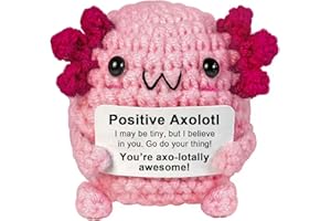 Krinisou Positive Crochet Animals Axolotl Gifts, Mini Pink Axolotl Decor, Inspirational Motivational Encouragement Brithday Gift for Women, Easter Basket Stuffers