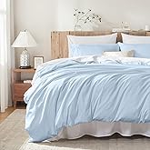 DCSKY Duvet Cover King Size,100% Egyptian Cotton 1600 Thread Count, Soft, Breathable, Skin-Friendly, Moisture-Wicking Bedding Set with Zipper Closure & Corner Ties (Light Blue,104''x90'')