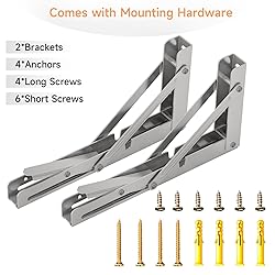 LSK 8 Inch Folding Shelf Brackets, Heavy Duty