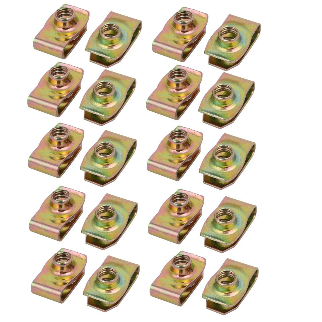 Sourcingmap Fit M8 Screw 65Mn Spring Steel Zinc Plated U Nut Brass Tone 26.5mm x 16mm 20pcs