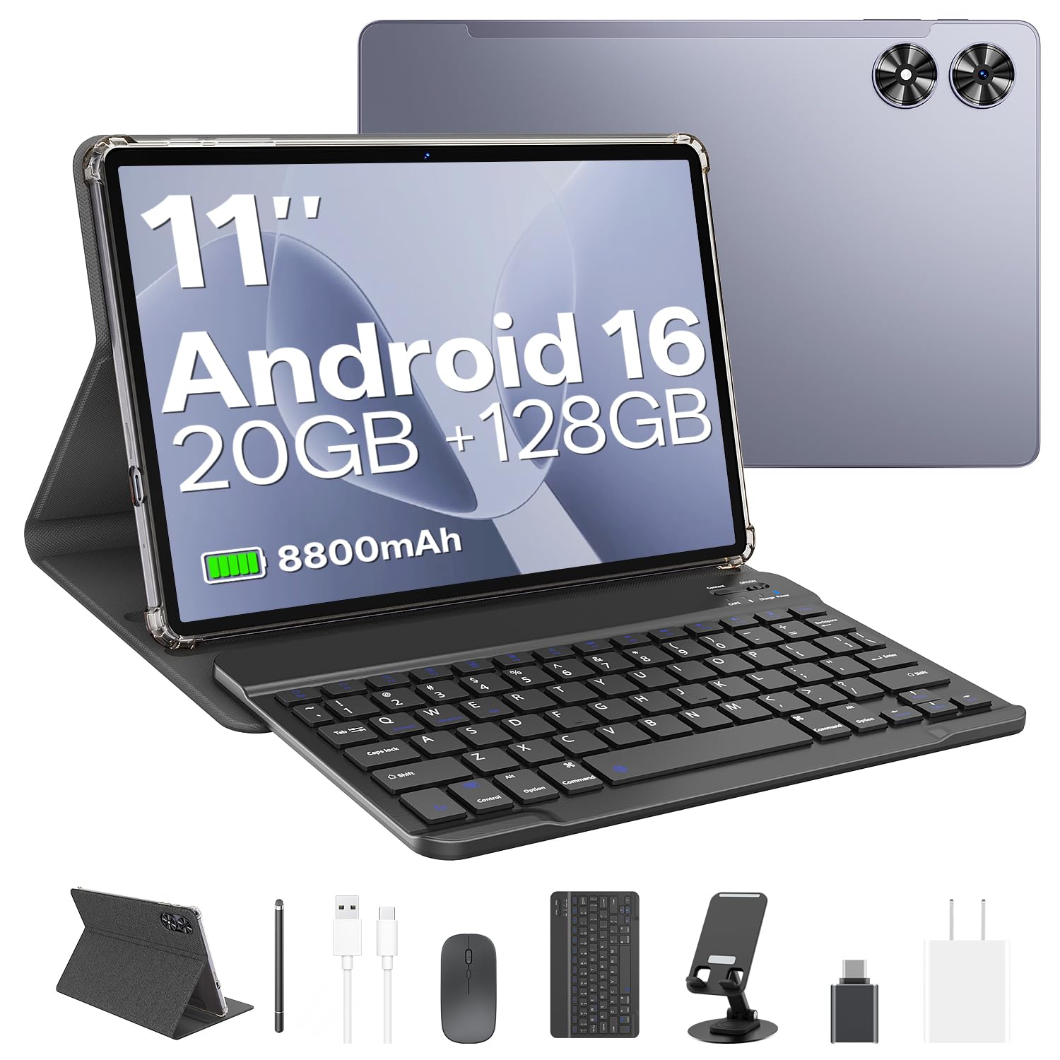 2025 Android 16 Tablet with Keyboard, 20GB+128GB 11