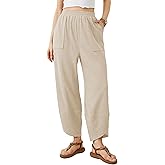 Xiaoxuemeng Womens Baggy Wide Leg Pants Casual Elastic Waisted Palazzo Harem Pants with Pockets