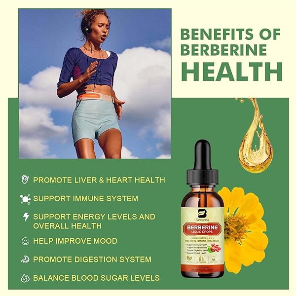 BERBERINE SUPPLEMENT WITH CEYLON CINNAMON – BERBERINE LIQUID DROPS WITH TURMERIC CURCUMIN, CEYLON CINNAMON, BITTER MELON, BERBERINE PHYTOSOME FOR DIGESTION SYSTEM, IMMUNE HEALTH SUPPORT -VEGETARIAN