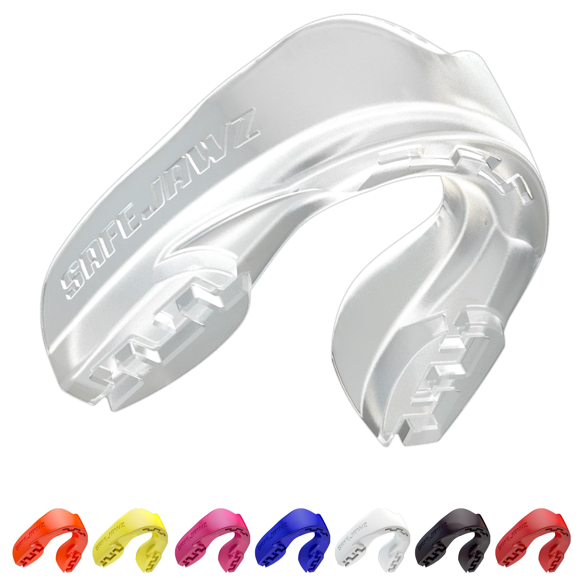 SAFEJAWZ Mouth Guard, Slim Fit Gum Shield for Adults with Case, Easy Fit Remouldable Gumshield for Rugby, Boxing, MMA, Hockey, Karate & All Contact Sports Mouthguard (Adult 12+ Years, Clear) — image 1