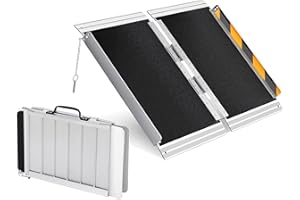 Ixidelu Portable Aluminum Wheelchair Ramp – 2FT Heavy Duty, Non-Slip Threshold, Safety Lock, Lightweight Collapsible, 600LB C