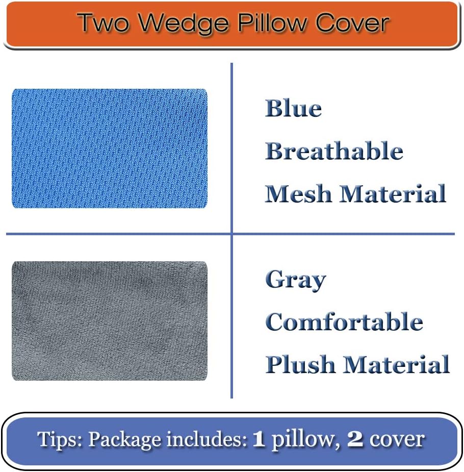 Wedge Pillows for Sleeping Foam Bed Wedges Body Positioners 30 Degree Incline Pillow for Adults, Side Sleeping, Back Pain, Medical Elevated Bolster Positioning Wedge (1 Pillow + 2 Cover): Kitchen & Dining