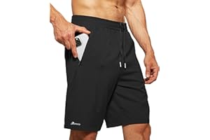 RANCOTO Men's Running Shorts with Zipper Pockets Lightweight Workout Shorts for Men Athletic Gym Casual