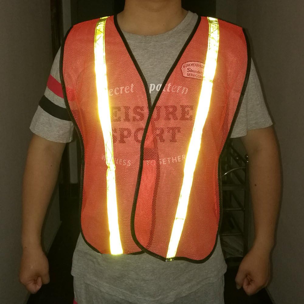 High Visibility Safety Vests 10 Packs, Adjustable Size, Lightweight Mesh Fabric, Wholesale Reflective Vest for Outdoor Works, Cycling, Jogging, Walking, Sports - Fits for Men Women ( Neon Orange) - - 