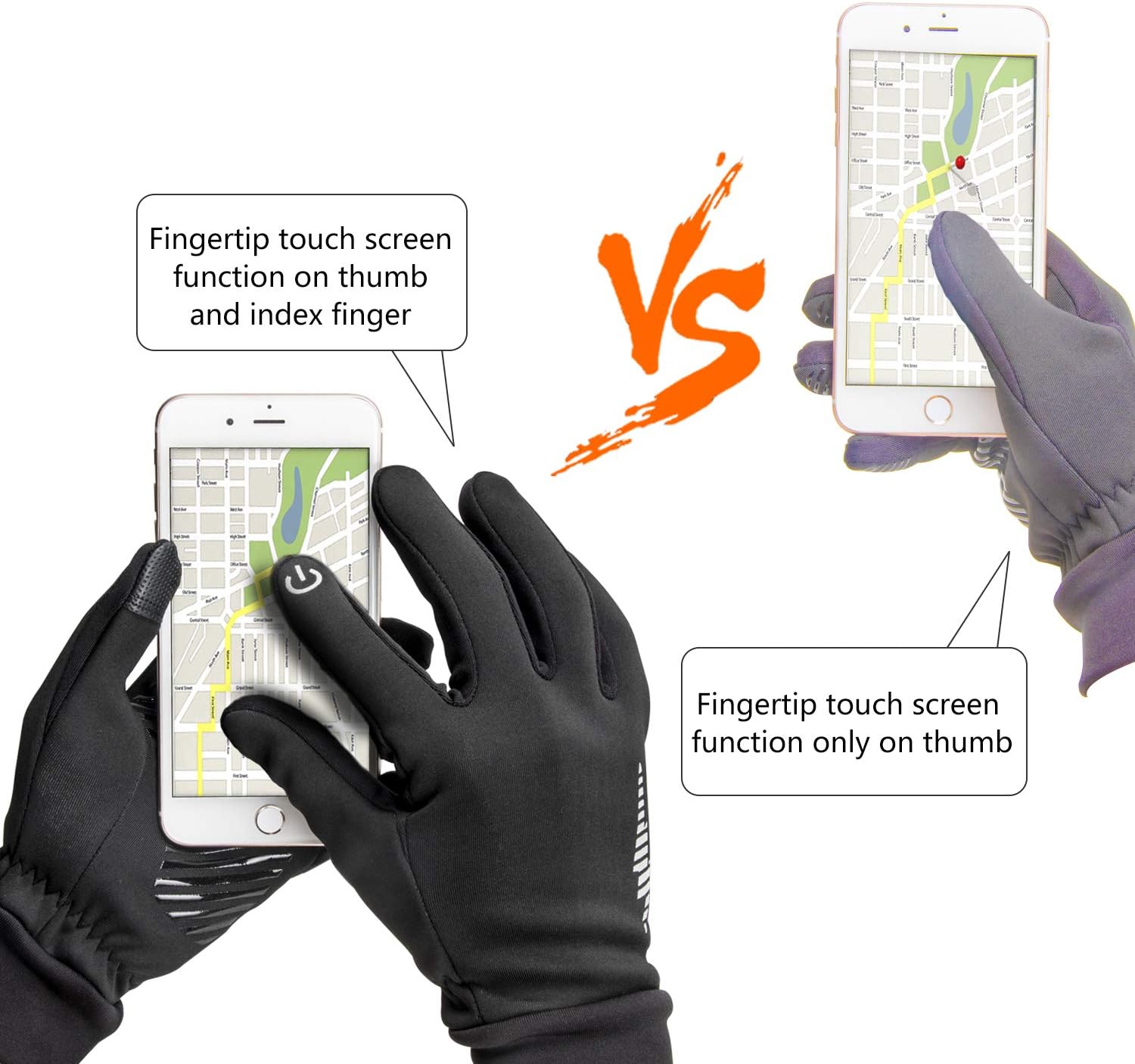 HiCool Winter Gloves, Touch Screen Running Thermal Driving Warm Outdoor Sports Head Gloves for Men Women : Clothing