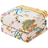 XIBLC Boho Throw Blanket for Bed, 100% Cotton Soft Rustic Quilt Fall Blanket, 90"x98" Floral Printed Farmhouse Decor Bed Blankets, All Season Rustic Reversible Bohemian Throw Quilt