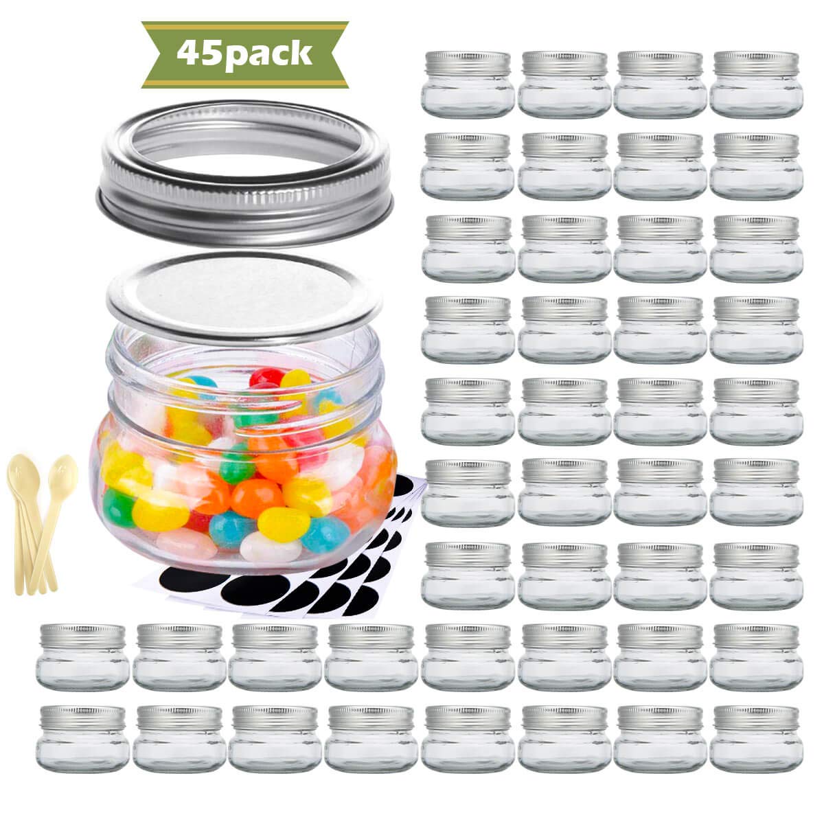 45pack Mini Canning Jars With Regular Silver Lids Bands Regular Mouth