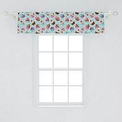 Ambesonne Cupcake Window Valance, Home Bakery Theme