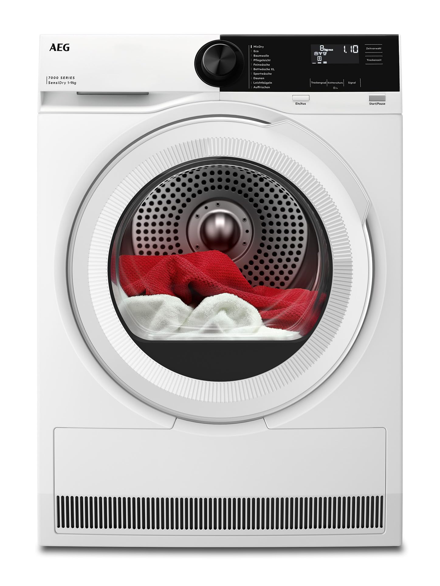 AEG Wärmepumpentrockner 9 kg, Serie 7000: SensiDry schonendes & energiesparendes Trockenverfahren, neue Energiekl. C, Mengenautomatik, wechselende Drehrichtung, Schontrommel, Knitterschutz, TR7T65690
