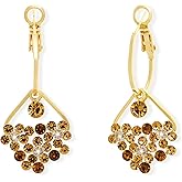 Jean Beau Gold Flower Dangle Earrings for Women Sparkly 14k Gold Plated Statement Hypoallergenic Earrings Fashion Prom Outfit Accessories Jewelry Gift