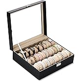 Nosiny Bracelet Display Holder with 3 Removable Rolls Bangle Organizer Display Clear Lid Bracelet Organizer Box Jewelry Storage Case for Women Girls Retail Bracelets Watch Stores Vendors, Black