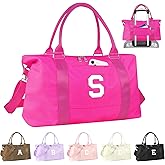 Dance Gym Duffel Bag Gifts for Girls Teen,Personalized Initial Travel Weekender Bag Cute Overnight Carry On Cheer Dance Duffle Bagfor Women,Sports Travel Monogram Birthday Christmas Gifts(Hot Pink, S)