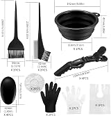 Yibaijia 18 Pcs Hair Colouring Kit Dye Bowl Brush Gloves Clips Apron Ear Covers view 2
