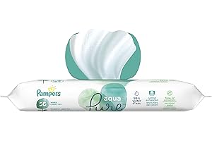 Baby Wipes, Pampers Aqua Pure Sensitive Water Baby Diaper Wipes, Hypoallergenic and Unscented, 56 Total Wipes