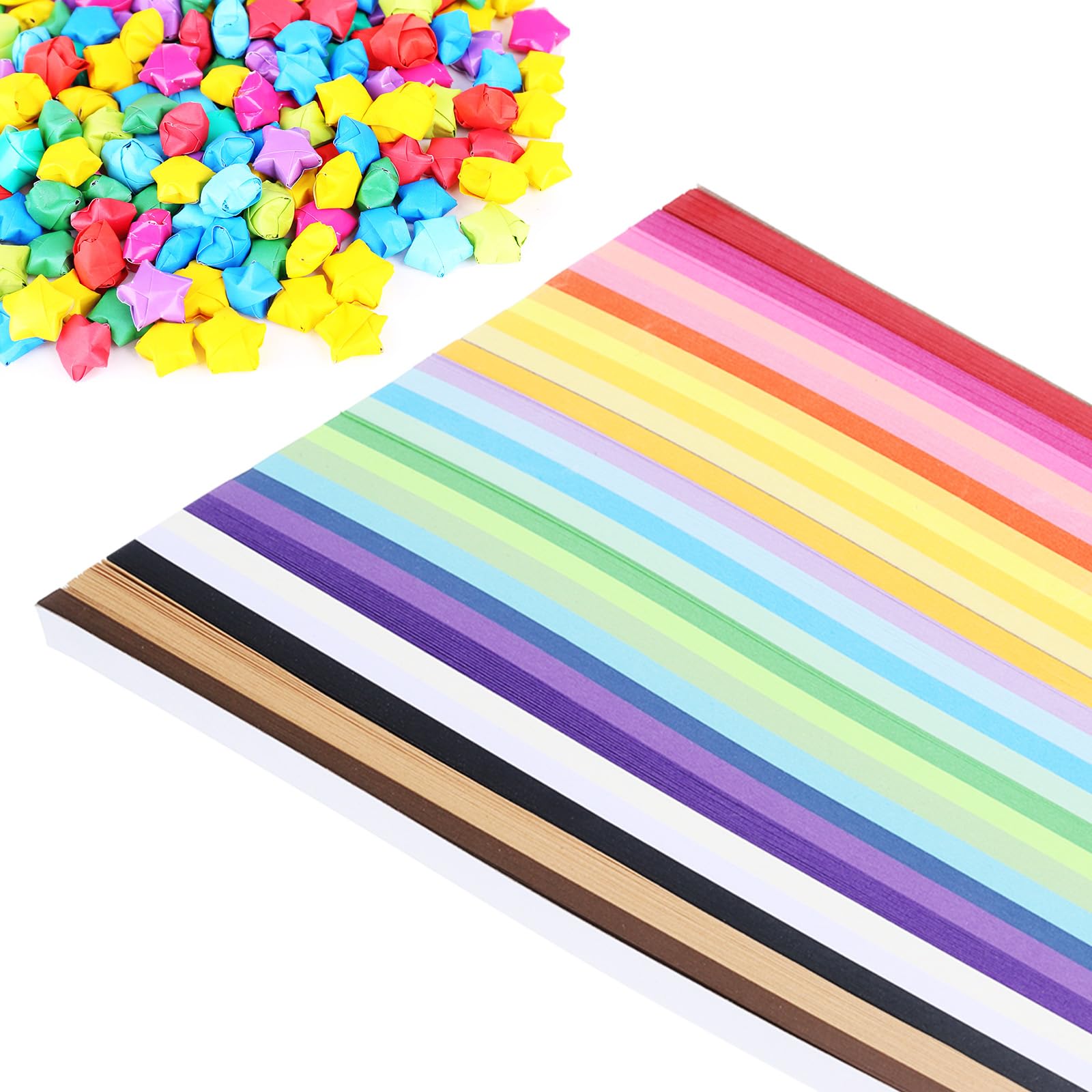 PATIKIL 2700 Sheets Origami Star Paper Strips, 27 Assortment Color Paper Star Strips Lucky Star Paper for DIY Hand Art Crafts, Multicolored, 9.4x1/2inch
