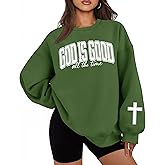 UYIQL Christian Sweatshirts for Women Oversized Faith Jesus Shirts Bible Verses Inspirational Long Sleeve Graphic Pullover