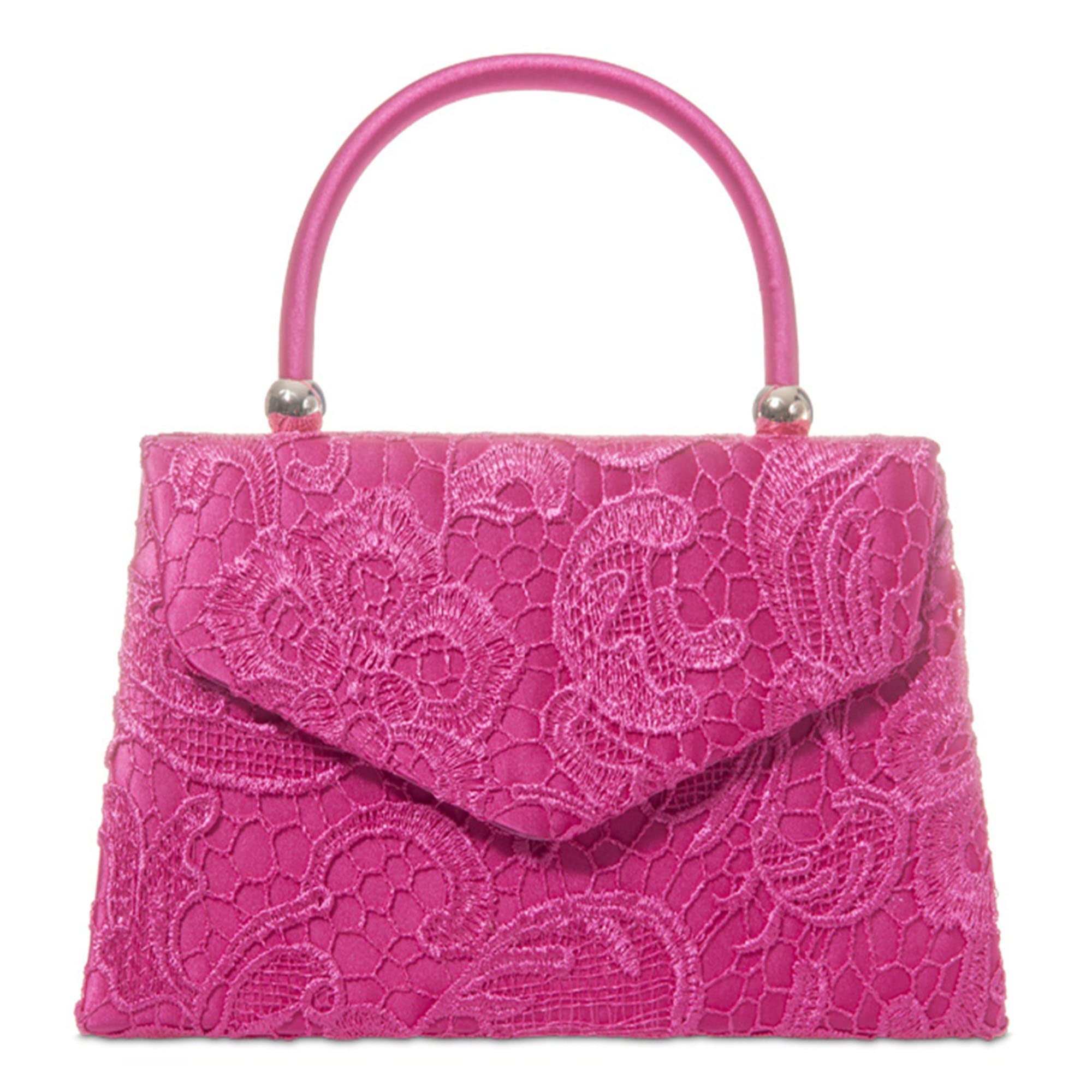 fi9® BNWT Retro Tote Lace Floral Bridal Wedding Evening Handbag Party Purse Clutch Shoulder Hand Bag (Fuchsia Pink)