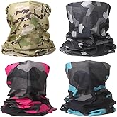HARFINGTON 4pcs Summer Cooling Neck Gaiter Sun Protection Face Mask Fishing Neck Gaiter Sunscreen Breathable Bandana for Men Women, Camo P