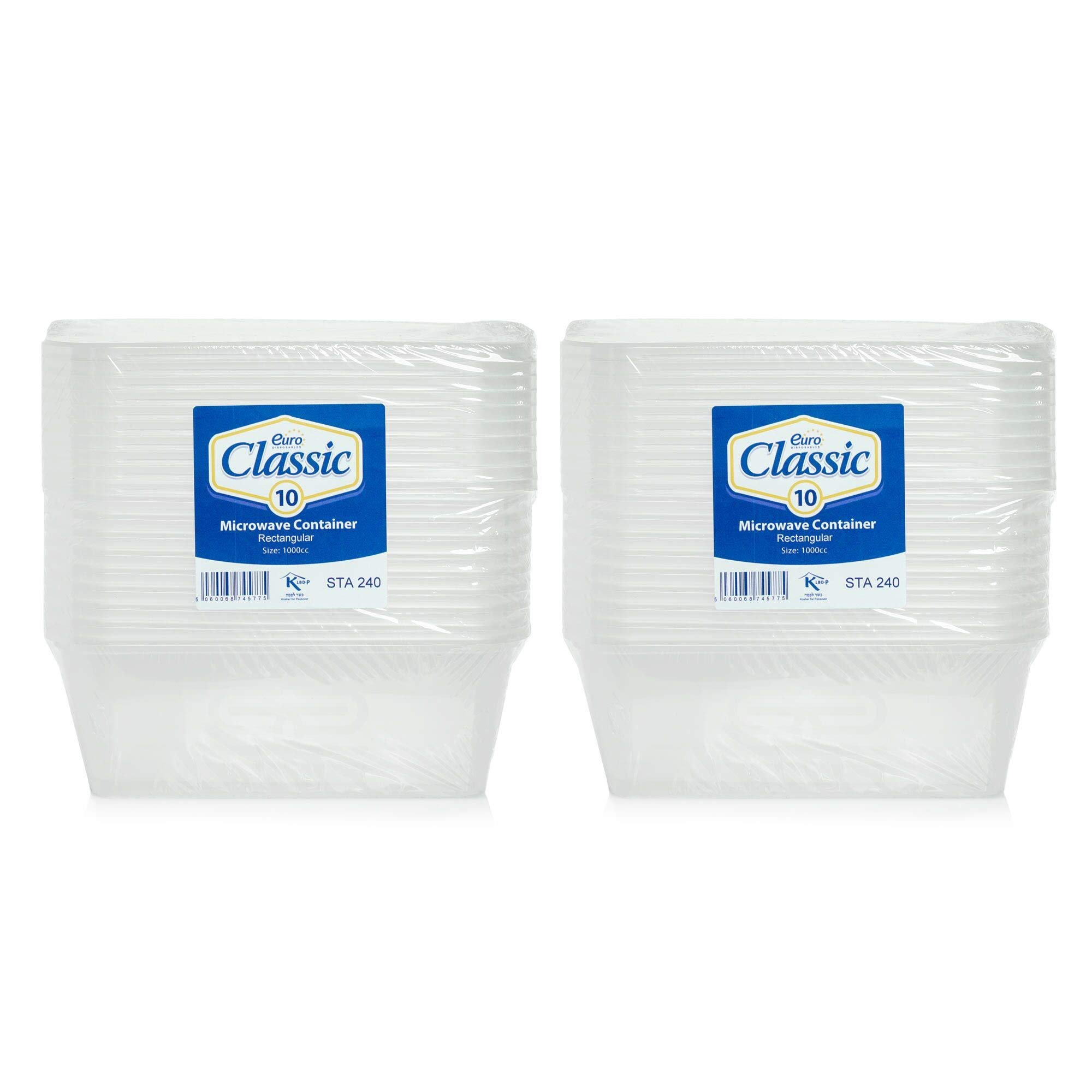 Euro Classic Pack of 20 Plastic Food Containers with Lids | Meal Prep Takeaway Container with lids | Microwave, Freezer & Dishwasher Safe | Durable | Clear (1000ml)