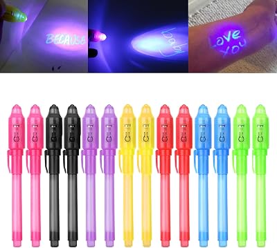 iZoeL 14 Invisible Ink UV Pens Set 7 Colours Secret Messages Kids Gift
