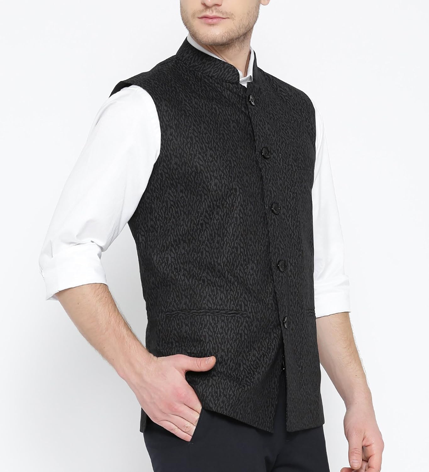 shaftesbury london men's cotton nehru jacket