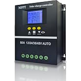 POWLSOJX MPPT 36V/48V/24V/12V Solar Charge Controller Tools 100A/80A/60A LCD Dual USB Lead Acid Lithium Batteries Quick Charger (100A)