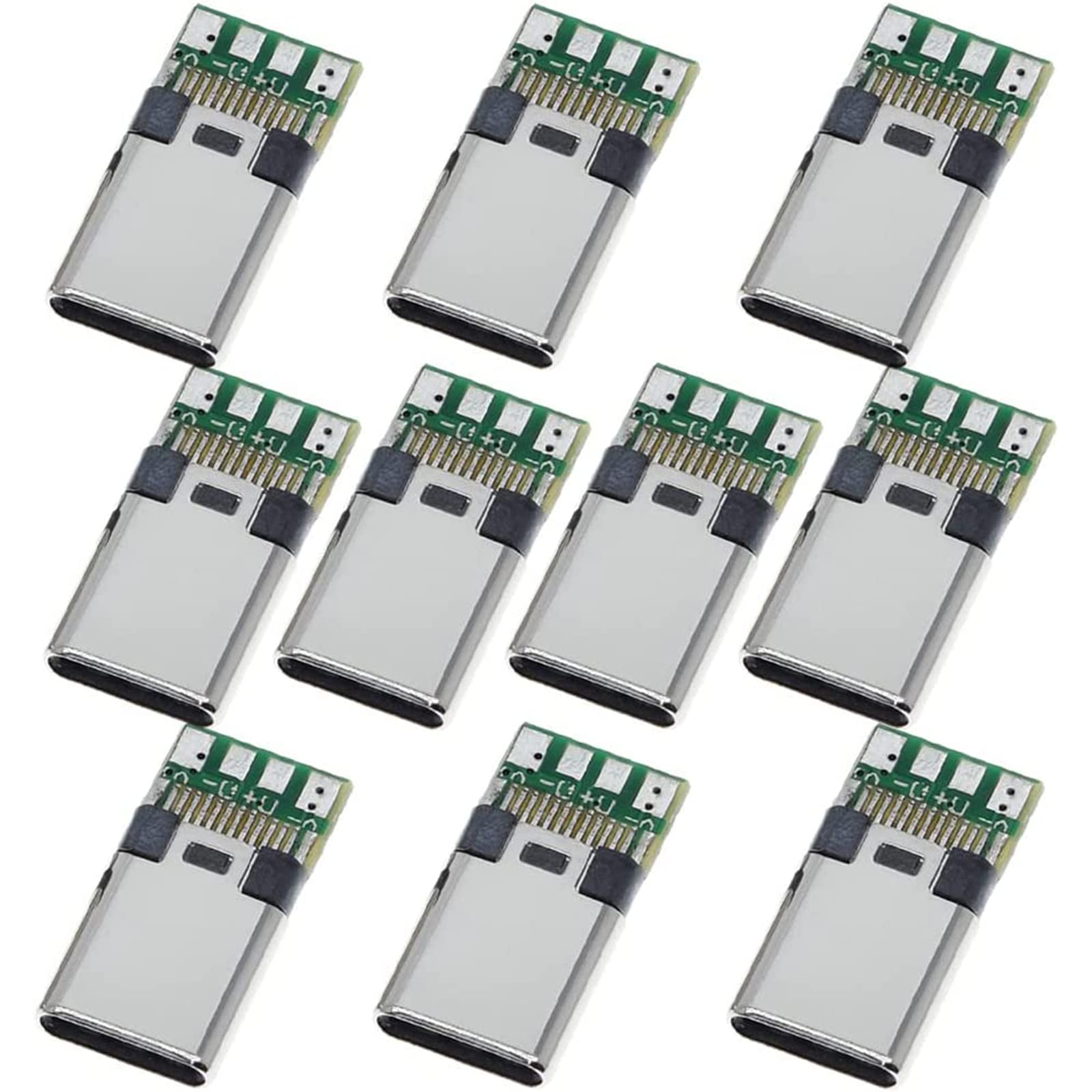 PENGLIN 10PCS USB 3.1 Type C Connector 24 Pins Male Plug Socket Receptacle Adapter to Solder Wire & Cable 24P PCB Board Support Module