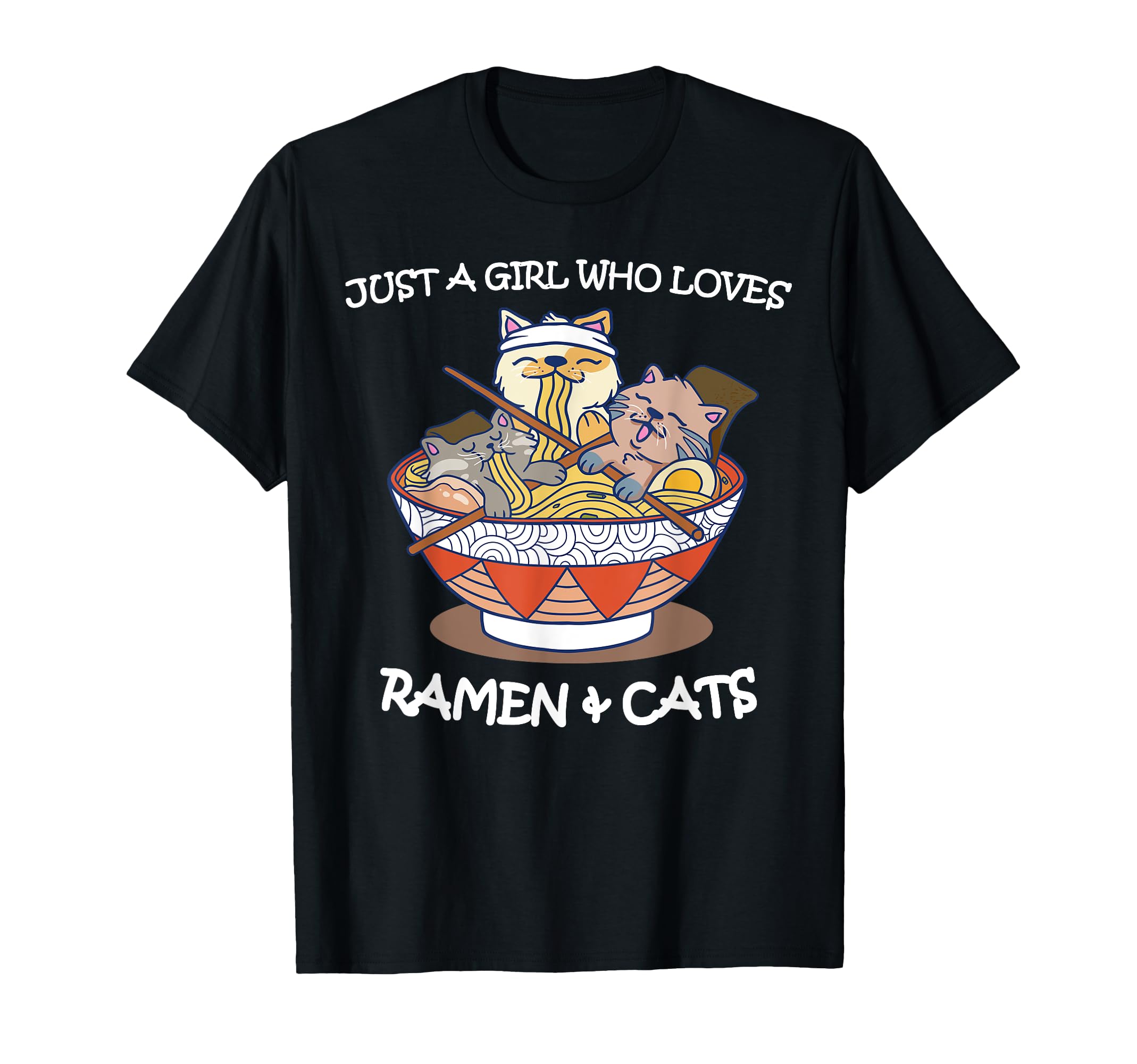 Just A Girl Who Loves Ramen Cat Anime Katze T-Shirt