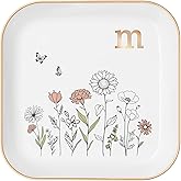 Gifts for Women – Initial Ring Dish with Floral Initial Design, Gift Boxed – Perfect Birthday Gifts for Mom, Girls, Best Friend, Bride, or Girlfriend – Christmas Gifts and Thanksgiving Day Gift