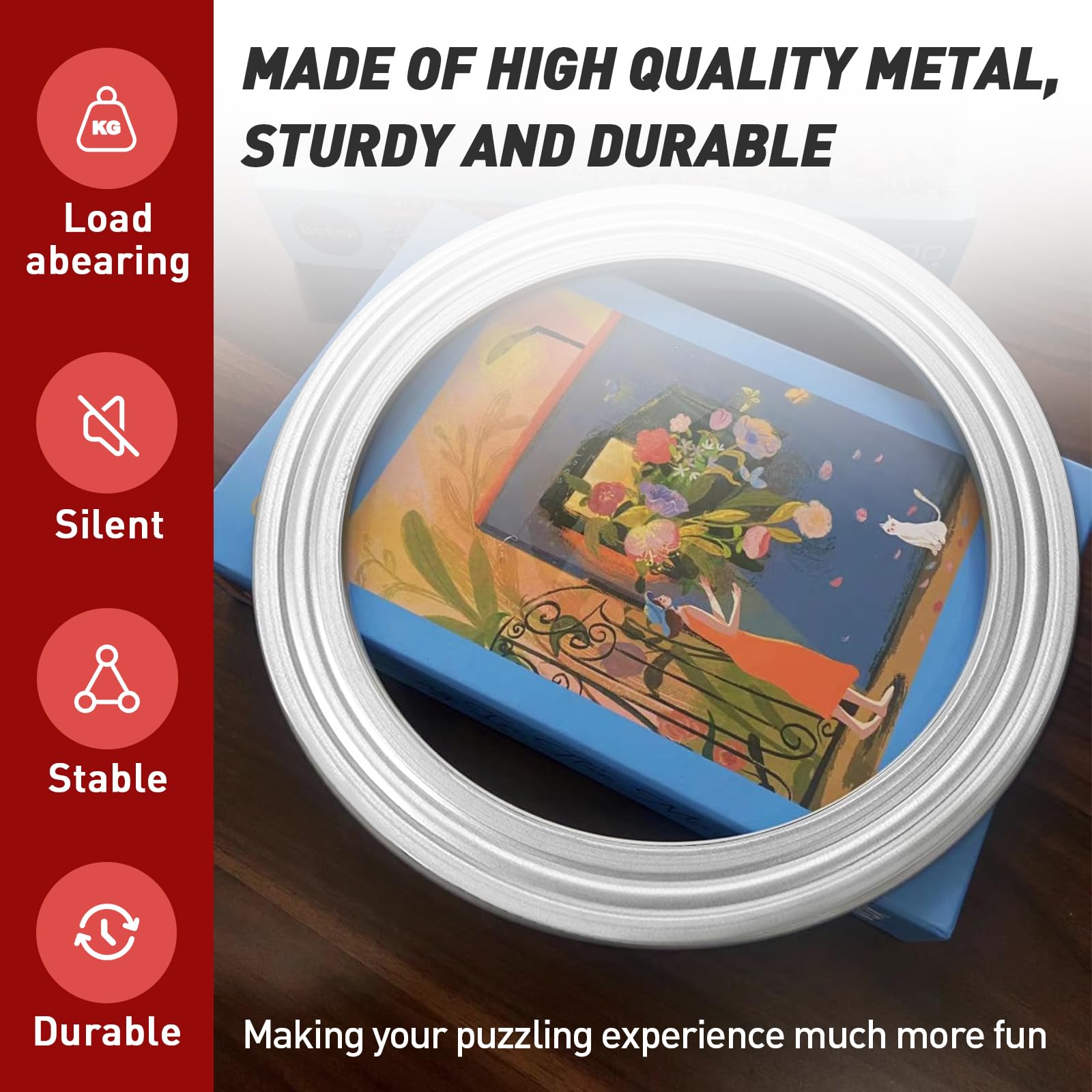 Rotating Puzzle Board Base - 360° Swivel Turntable for Jigsaw Puzzles 1000/1500 Piece Lazy Susan Spinner Table - Puzzle Accessories for Adults and Kids