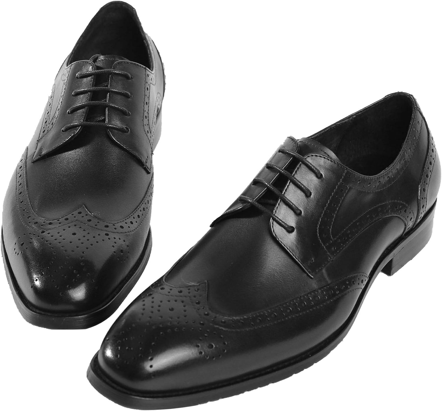 Men's Oxford Leather Shoes Formal wear laceup Shoes with Holes Black