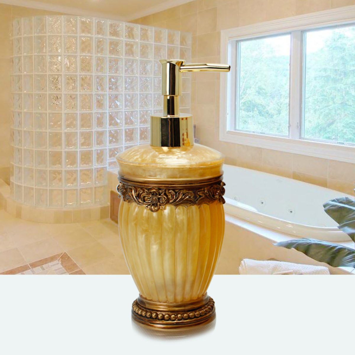 XYQX Bottle Shower Gel Shampoo Bottle European Style Hand Sanitizer Bottle Creative Lotion Bottle,Yellow/300ml