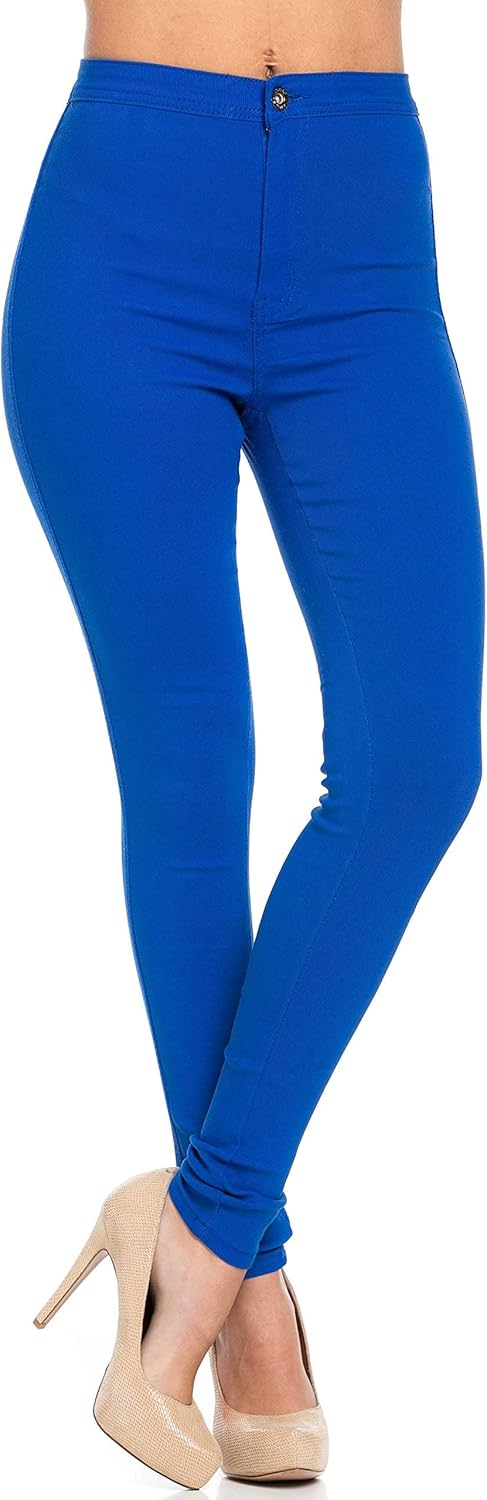 bright blue high waisted jeans