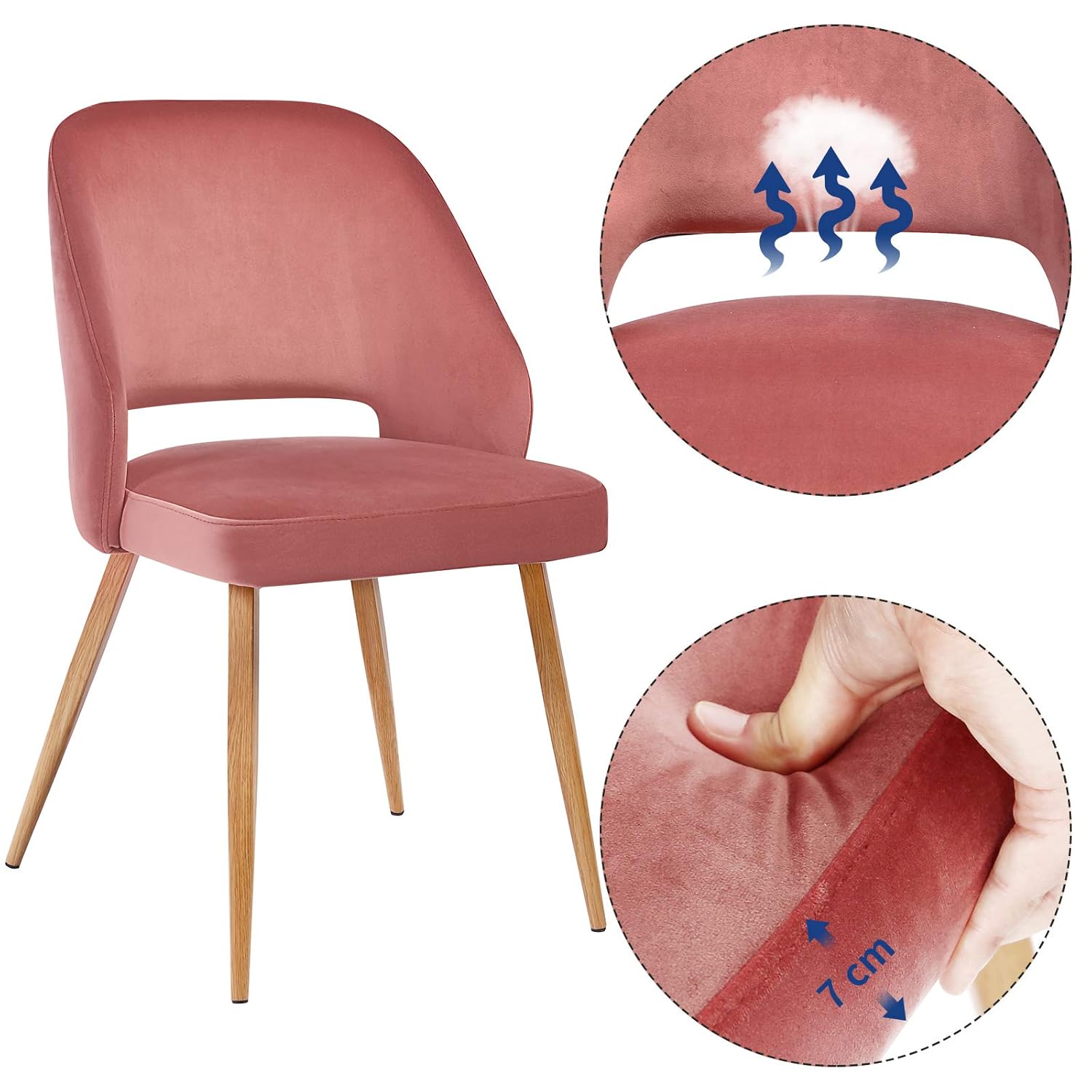 SONGMICS Set De 2 Sillas De Comedor Silla De Ocio Moderna De Terciopelo