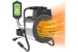 SEEYANG Greenhouse Heater with Thermostat, 1500W Outdoor Heater with Fast Heating, Overheat Protection, Grow Tent Heater for Greenhouse, Garden, Flower Room