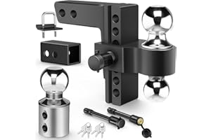 Kohree 6 inch Adjustable Trailer Hitch Kit for Fit 2" & 2-1/2" Receiver, 3 Ball 1-7/8", 2", 2-5/16"(12,500 LBS GTW), Heavy Du