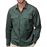 TUNEVUSE Mens Western Shirt Casual Long Sleeve Button Down Shirts Regular Fit Button Up Work Shirts with Two Pockets Cotton