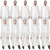 Vicenpal 10 Pcs Rain Ponchos for Adults Reusable Raincoat EVA Rain Coats for Women Men Waterproof Jacket with Drawstring Hood Sleeves