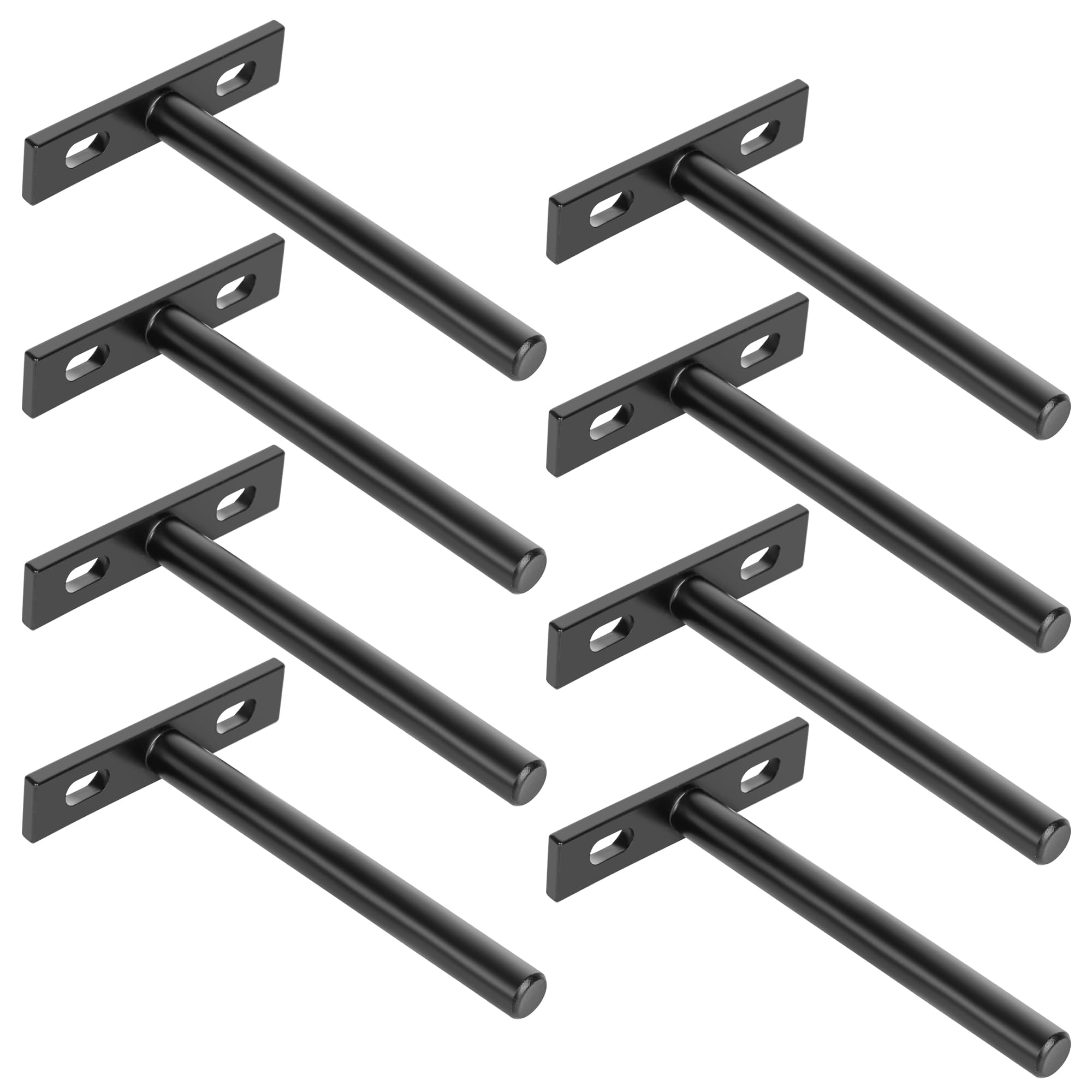 SAYAYO Floating Shelf Brackets Heavy Duty 100MM/4-Inch Wall Brackets Invisible Hidden Shelf Supports for Concealed Wood Shelves, Metal Black 8 Pack, EJY70X100B-8P